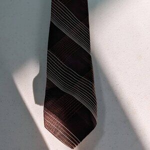 Don Loper Beverly Hills 100%‎ Polyester Brown Striped Necktie 4"Wide
